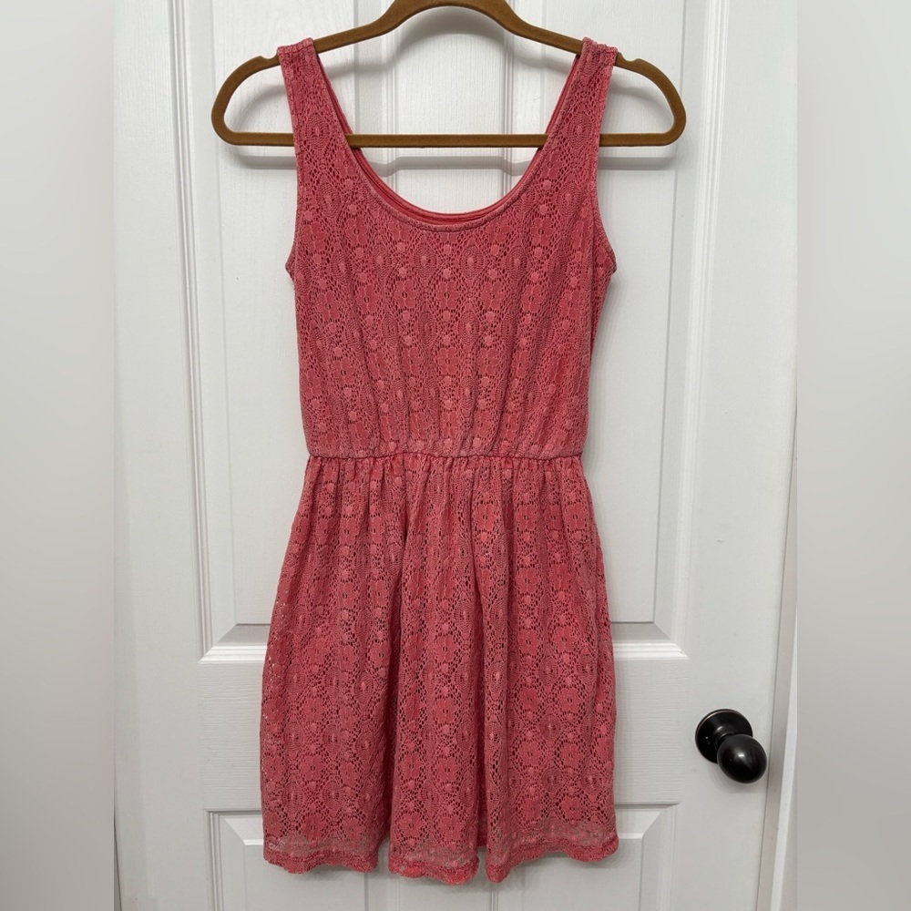 Mossimo Pink Lace Fit & Flare Dress Small